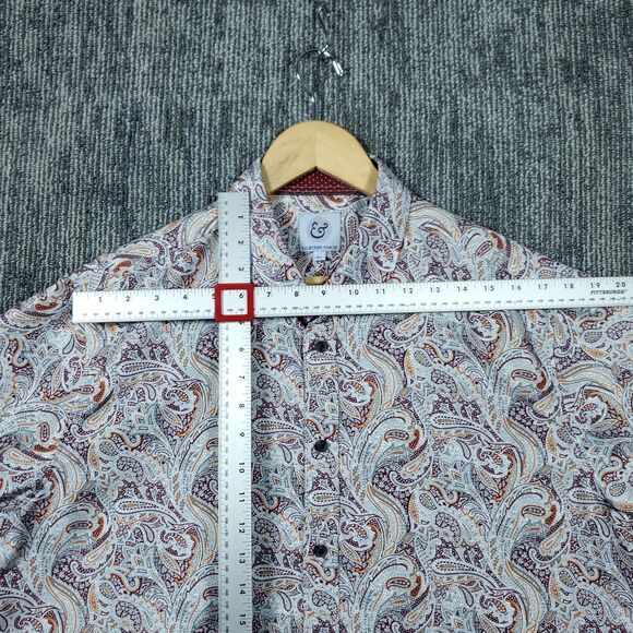 Kilburne & Finch Dress Shirt Mens Size XL White / Red Paisley Cotton Long Sleeve - Picture 10 of 14